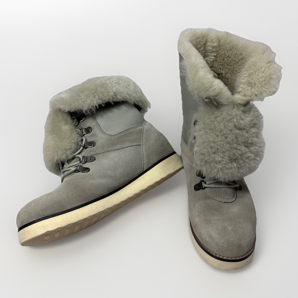 Australia Luxe Collective‎ Yael Grey Suede Cozy Shearling Sheepskin Boots Size 8